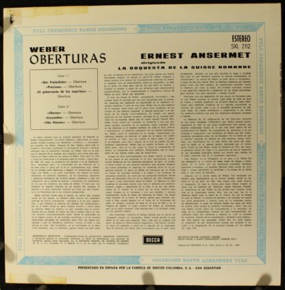 DECCA SXL 2112 - Carl Maria von Weber, Ernest Ansermet, L'Orches - Image 2