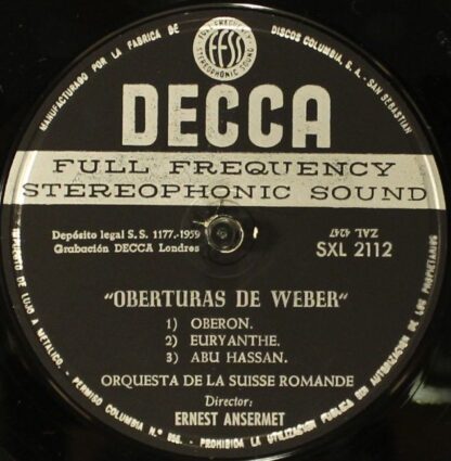 DECCA SXL 2112 - Carl Maria von Weber, Ernest Ansermet, L'Orches - Image 4