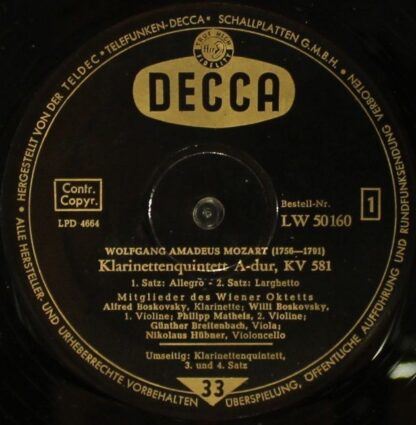 DECCA LW 50160 - Wolfgang Amadeus Mozart, Mitglieder Des Wiener - Image 3
