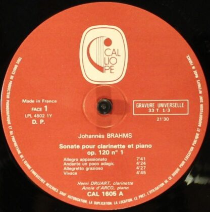 Calliope CAL 1605 - Johannes Brahms, Henri Druart, Annie d'Arco - Image 6