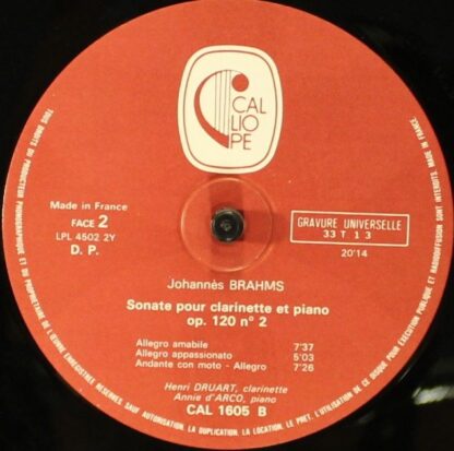 Calliope CAL 1605 - Johannes Brahms, Henri Druart, Annie d'Arco - Image 5