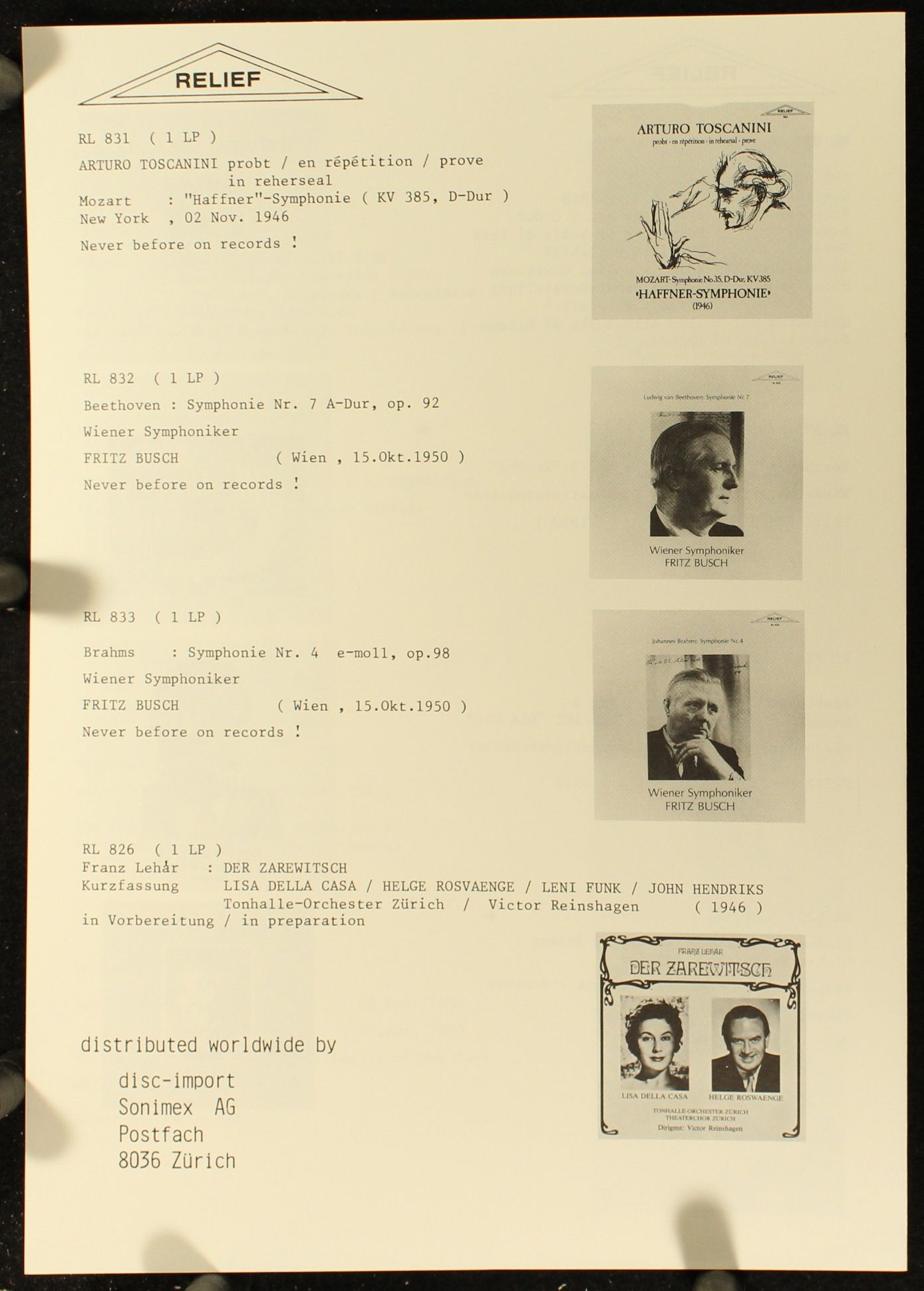 Relief RL 823 - Ludwig van Beethoven, Fritz Busch - Symphonie N - Image 3