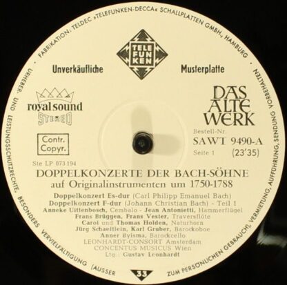 Telefunken SAWT 9490-A - Wilhelm Friedemann Bach, Carl Philipp E - Image 6