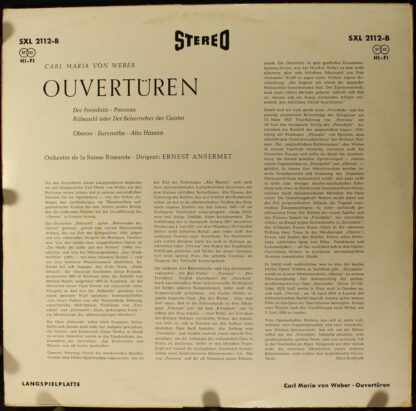 DECCA SXL 2112-B - Carl Maria von Weber, Ernest Ansermet, L'Orch - Image 2