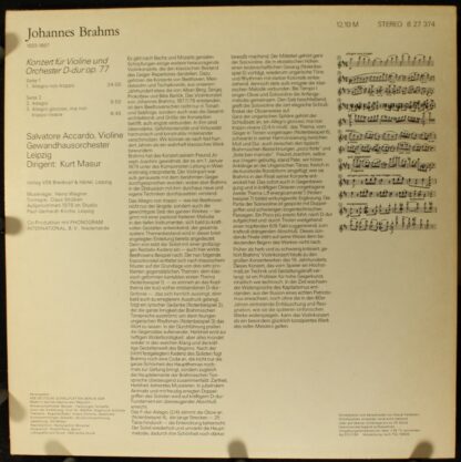 Eterna 8 27 374 - Johannes Brahms, Salvatore Accardo, Gewandhaus - Image 2