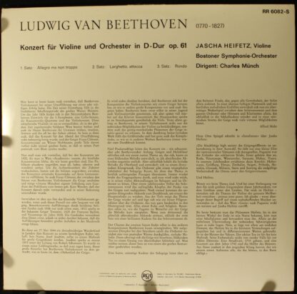 RCA Red Seal RR 6082-M - Jascha Heifetz, Ludwig van Beethoven - - Image 2