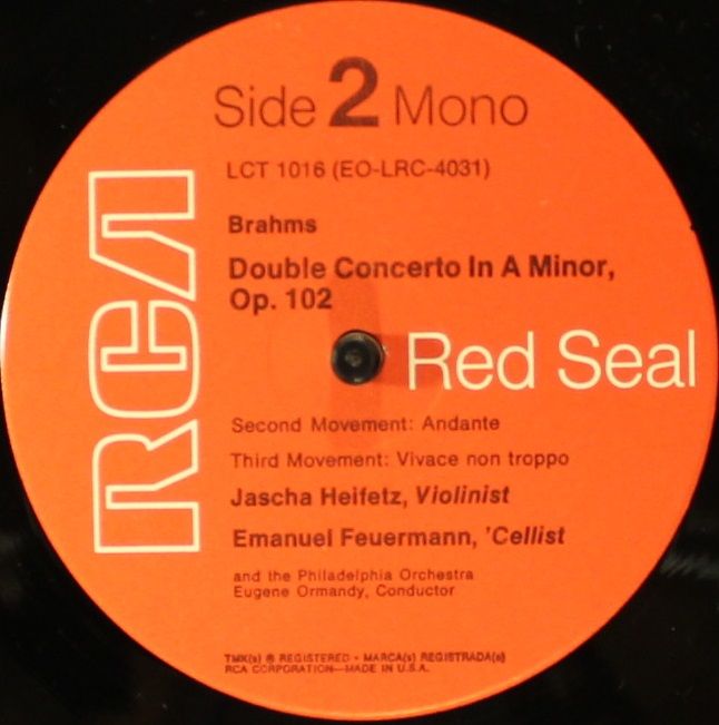 RCA Victor Red Seal LCT-1016 - Johannes Brahms, Jascha Heifetz, - Image 4