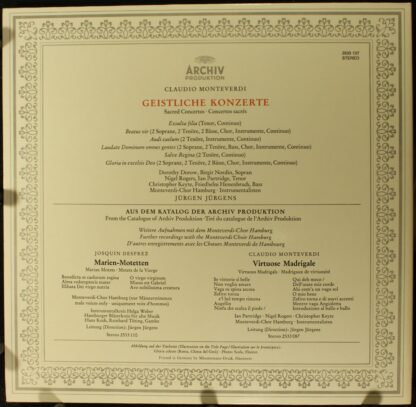 Archiv Produktion 2533 137 - Claudio Monteverdi, Dorothy Dorow, - Image 2