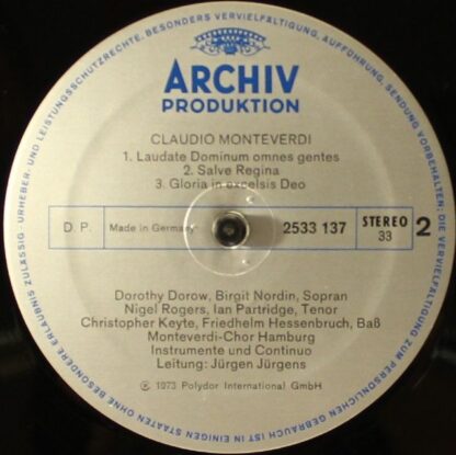 Archiv Produktion 2533 137 - Claudio Monteverdi, Dorothy Dorow, - Image 6