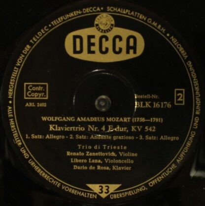 DECCA BLK 16176 - Ludwig van Beethoven, Wolfgang Amadeus Mozart, - Image 3