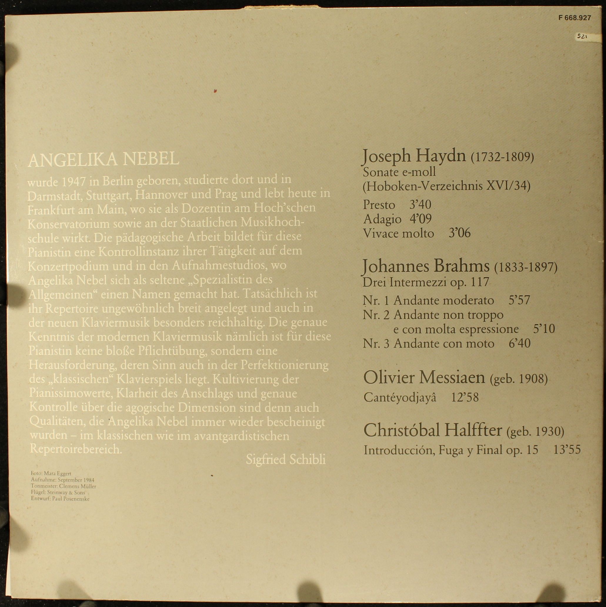 Not On Label F668927 - Joseph Haydn, Johannes Brahms, Olivier Me - Image 2