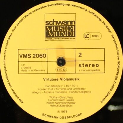 Schwann Musica Mundi VMS 2060 - Johann Christian Bach, Georg Phi - Image 4