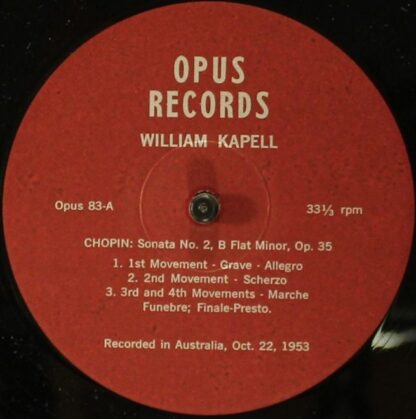 Opus Records (8) 83 - William Kapell - From His Last Recitals - Image 3