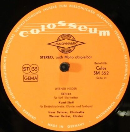 Colosseum Colos SM 552 - Werner Heider - Musik Für Klarinette - Image 6