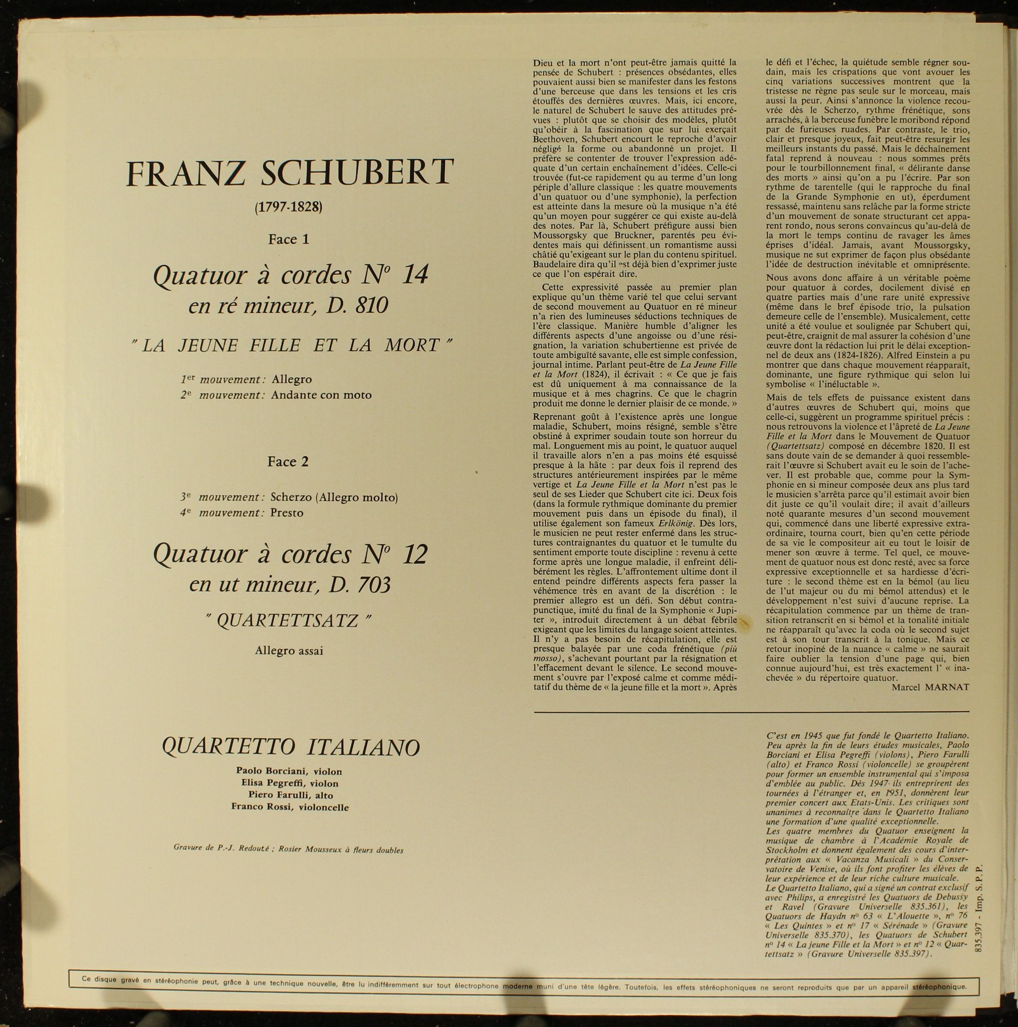 Philips 835 397 LY - Franz Schubert, Quartetto Italiano - La Jeu - Image 4
