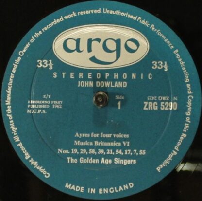 Argo RG 290 - John Dowland, Golden Age Singers, Julian Bream - A - Image 3