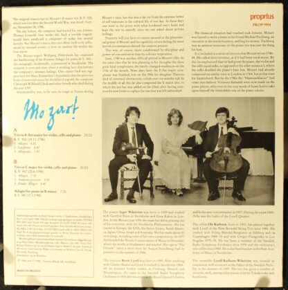 Proprius PROP 9954 - Wolfgang Amadeus Mozart - Pianotrio B-Dur / - Image 2