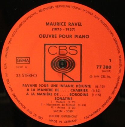 CBS 77380 - Maurice Ravel, Philippe Entremont, Dennis Lee (2) - - Image 9