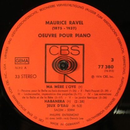CBS 77380 - Maurice Ravel, Philippe Entremont, Dennis Lee (2) - - Image 5