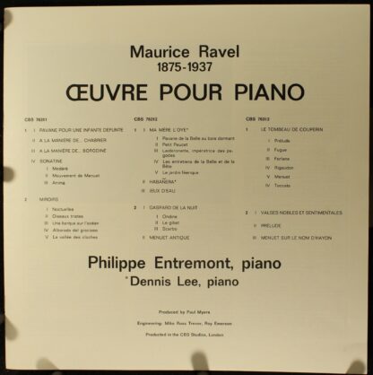 CBS 77380 - Maurice Ravel, Philippe Entremont, Dennis Lee (2) - - Image 3