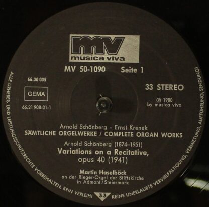 Musica Viva MV 50-1090 - Arnold Schoenberg, Ernst Krenek, Martin - Image 7