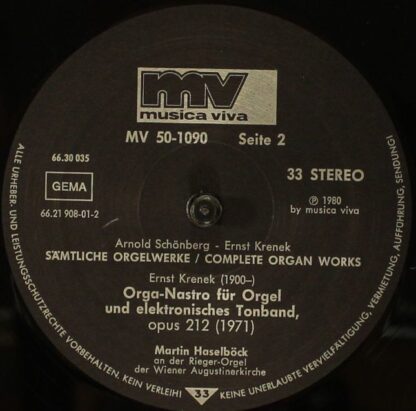 Musica Viva MV 50-1090 - Arnold Schoenberg, Ernst Krenek, Martin - Image 8