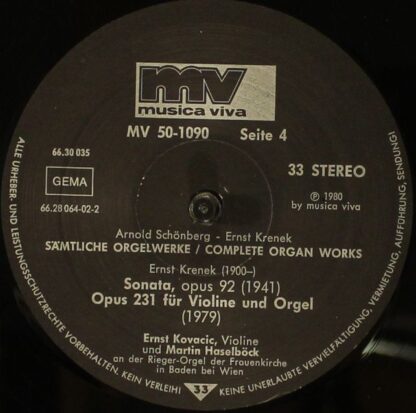 Musica Viva MV 50-1090 - Arnold Schoenberg, Ernst Krenek, Martin - Image 6