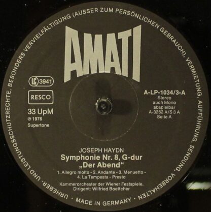 Amati A LP 1034 / 1-5 - Joseph Haydn, Kammerorchester Der Wiener - Image 10