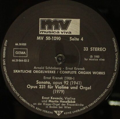 Musica Viva MV 50-1090 - Arnold Schoenberg, Ernst Krenek, Martin - Image 6