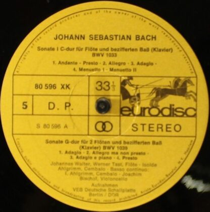 Eurodisc 80 594 XK - Johann Sebastian Bach, Johannes Walter (2), - Image 7