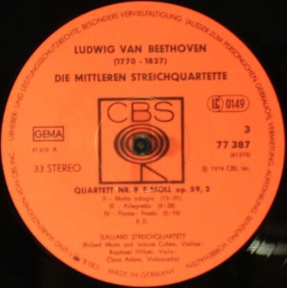 CBS 77 387 - Ludwig van Beethoven, Juilliard String Quartet - Di - Image 8