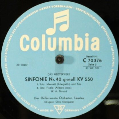 Columbia C 70 376 - Wolfgang Amadeus Mozart - Sinfonie Nr. 40 g- - Image 4
