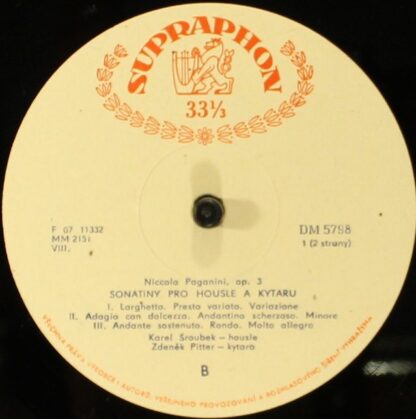 Supraphon DM 5798 - Niccolò Paganini, Karel Šroubek, Zdeněk Pitt - Image 4