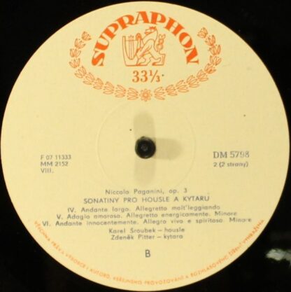 Supraphon DM 5798 - Niccolò Paganini, Karel Šroubek, Zdeněk Pitt - Image 3