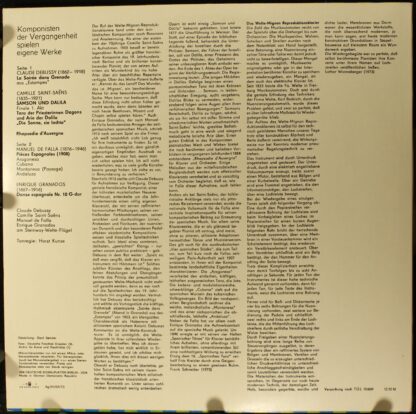 Eterna 8 26 407 - Claude Debussy, Manuel De Falla, Camille Saint - Image 2