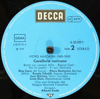 DECCA 6.35317 DX - Pietro Mascagni, Renata Tebaldi, Jussi Björli - Image 3