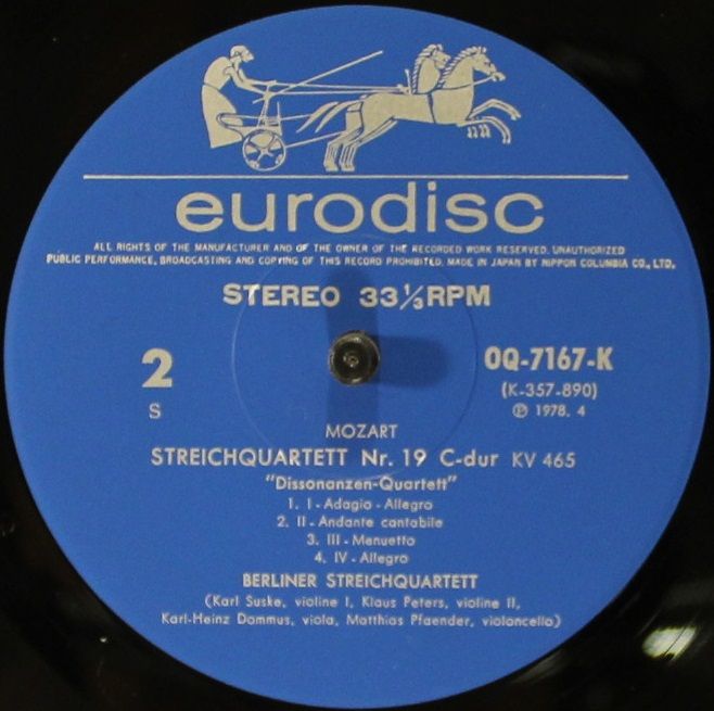 Eurodisc OQ-7167-K - Wolfgang Amadeus Mozart, Suske-Quartett - S - Image 4