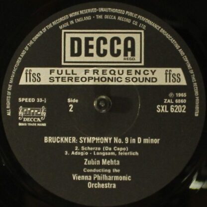 DECCA SXL 6202 - Zubin Mehta, Anton Bruckner, Wiener Philharmoni - Image 4