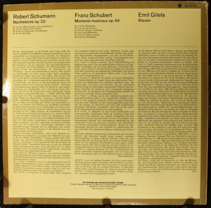 Eurodisc 80 155 PK - Robert Schumann,Franz Schubert,Emil Gilels - Image 2
