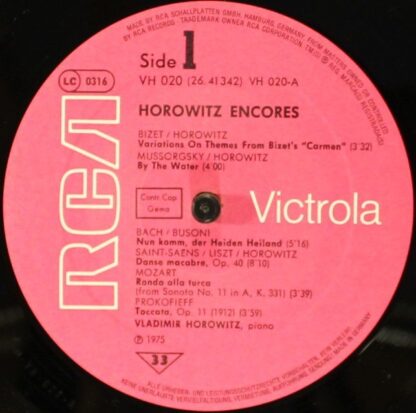 RCA Victrola VH 020 - Vladimir Horowitz - Horowitz Encores - Image 3