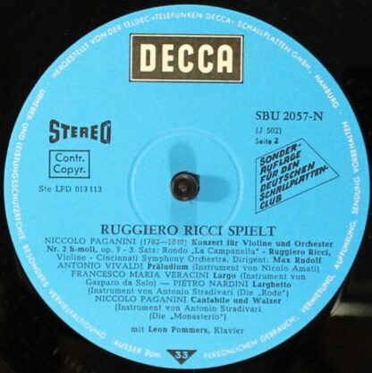 DECCA SBU 2057-N - Niccolò Paganini, Ruggiero Ricci, Cincinnati - Image 4