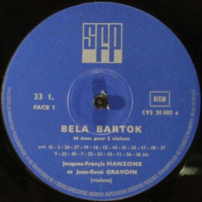 SFP CVS 20.002 - Béla Bartók, Jacques-Francis Manzone, Jean-René - Image 3