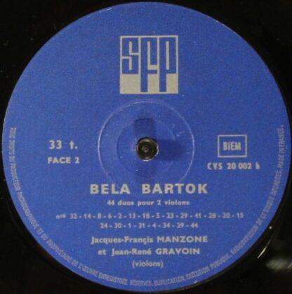 SFP CVS 20.002 - Béla Bartók, Jacques-Francis Manzone, Jean-René - Image 4