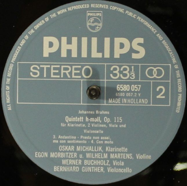 Philips 6580 057 - Johannes Brahms, Oskar Michallik, Egon Morbit - Image 4