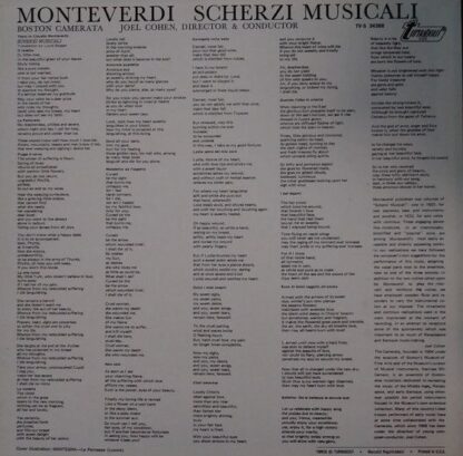 Turnabout TV-S 34388 - Claudio Monteverdi, Boston Camerata, Joel - Image 2
