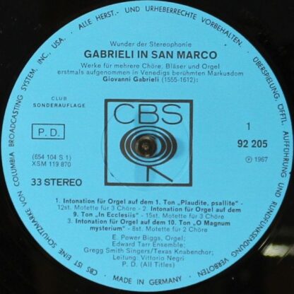 CBS 92 205 - Giovanni Gabrieli - Gabrieli In San Marco Veneziani - Image 3