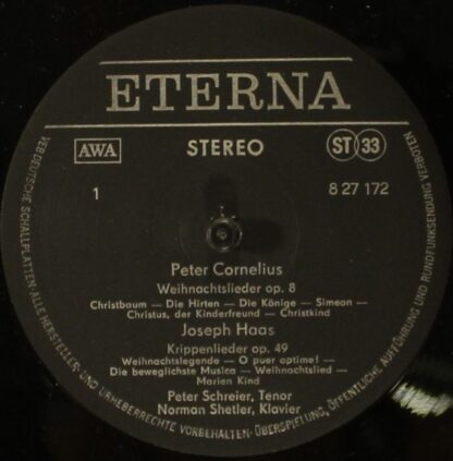 Eterna 8 27 172 - Peter Schreier, Norman Shetler - Lieder Zur We - Image 3