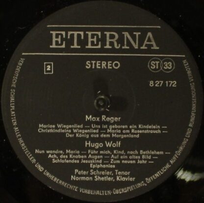 Eterna 8 27 172 - Peter Schreier, Norman Shetler - Lieder Zur We - Image 4