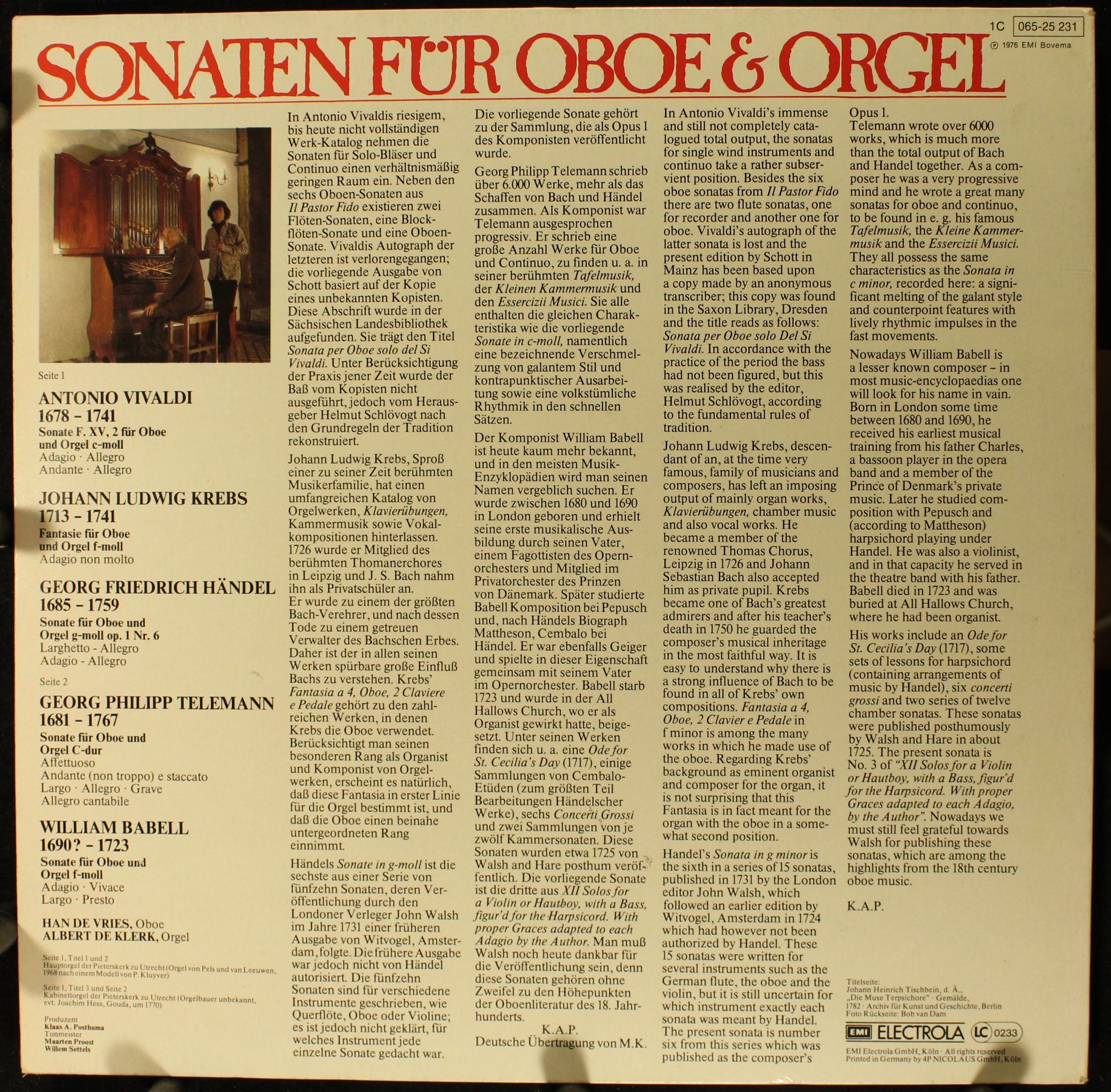 EMI Electrola 1A 037-25231 - Han de Vries, Albert de Klerk - Son - Image 2