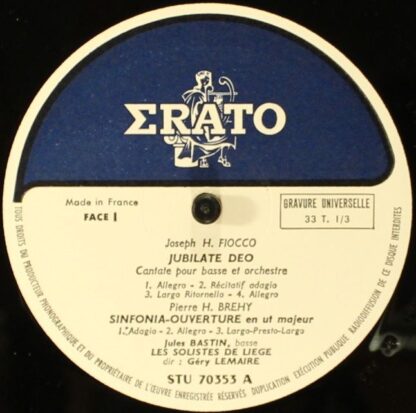 Erato STU 70353 - Joseph Hector Fiocco - Jubilate Deo - Image 3